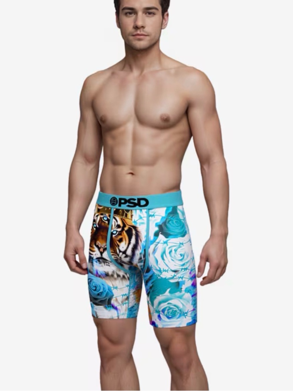 PSD Men's Blue Floral & Tiger Print Boxer Briefs. Never worn.